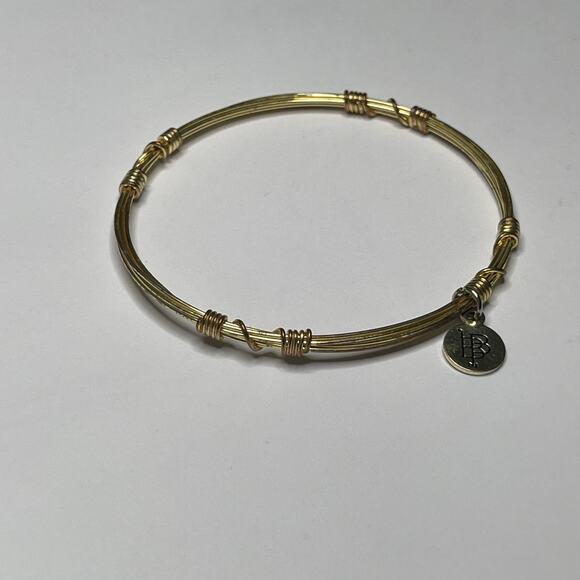 BOURBON & BOWETIES gold tone bracelet bangle COLOR signed jewelry wire wrapped - Picture 4 of 10